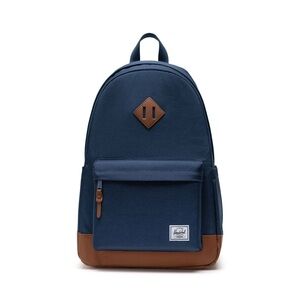 Herschel Backpack BNWT Navy with Tan Synthetic Leather signature stripe interior